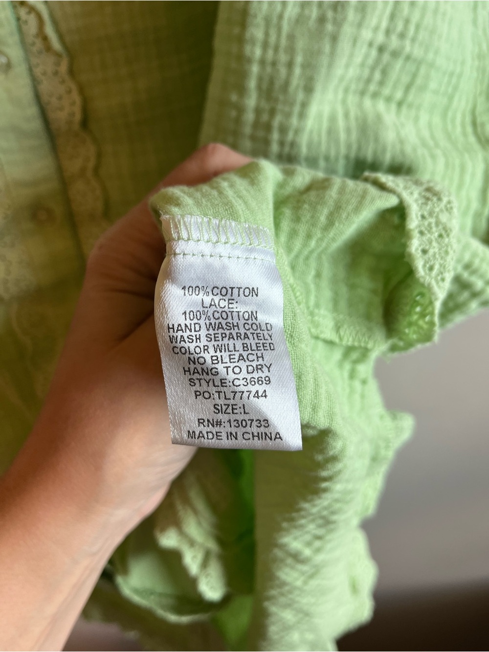 Sherbet Green Gauze Button-Down Tunic Dress - Picture 7 of 8